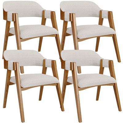 Kit 04 Cadeiras Para Sala de Jantar e Estar Living Estofada Suran L02 Bouclê Cru - Lyam