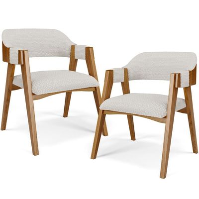 Kit 02 Cadeiras Para Sala de Jantar e Estar Living Estofada Suran L02 Bouclê Cru - Lyam