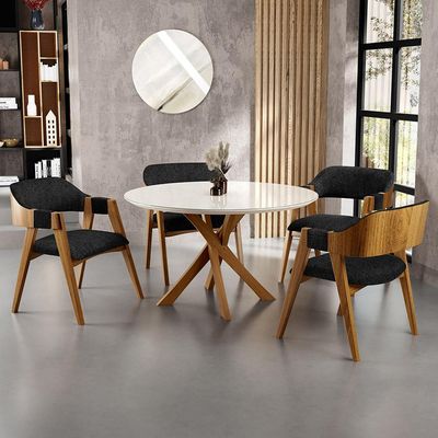 Kit 02 Cadeiras Para Sala de Jantar e Estar Living Estofada Suran L02 Linho Chumbo - Lyam