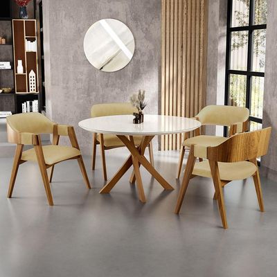 Kit 04 Cadeiras Para Sala de Jantar e Estar Living Estofada Suran L02 Couríssimo Fendi - Lyam
