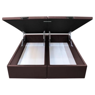 Base Box Baú Para Cama Casal King 192x203cm Bipartido Liz S05 Sintético Marrom - Mpozenato