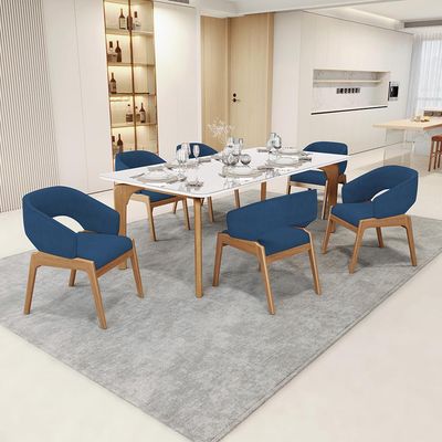 Kit 04 Cadeiras de Jantar e Estar Living Estofada Lince L02 Suede Azul Marinho - Lyam Decor