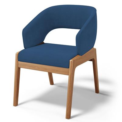Kit 04 Cadeiras de Jantar e Estar Living Estofada Lince L02 Suede Azul Marinho - Lyam Decor