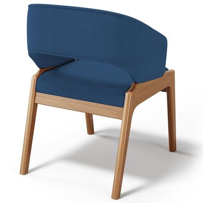 Kit 04 Cadeiras de Jantar e Estar Living Estofada Lince L02 Suede Azul Marinho - Lyam Decor