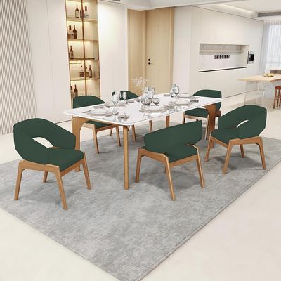 Cadeira de Jantar e Estar Living Estofada Lince L02 Linho Verde Musgo - Lyam Decor
