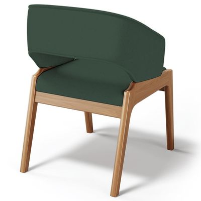 Cadeira de Jantar e Estar Living Estofada Lince L02 Linho Verde Musgo - Lyam Decor