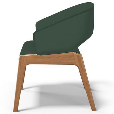 Cadeira de Jantar e Estar Living Estofada Lince L02 Linho Verde Musgo - Lyam Decor