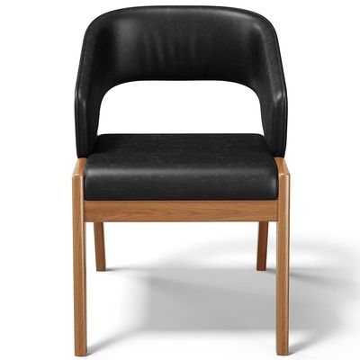 Cadeira de Jantar e Estar Living Estofada Lince L02 Couríssimo Preto - Lyam Decor