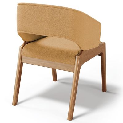 Cadeira de Jantar e Estar Living Estofada Lince L02 Bouclê Mostarda - Lyam Decor