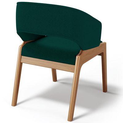 Cadeira de Jantar e Estar Living Estofada Lince L02 Bouclê Verde - Lyam Decor