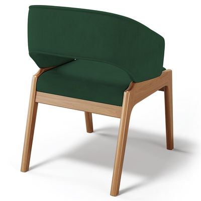 Cadeira de Jantar e Estar Living Estofada Lince L02 Suede Verde Musgo - Lyam Decor