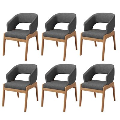 Kit 06 Cadeiras de Jantar e Estar Living Estofada Lince L02 Linho Cinza Escuro - Lyam Decor