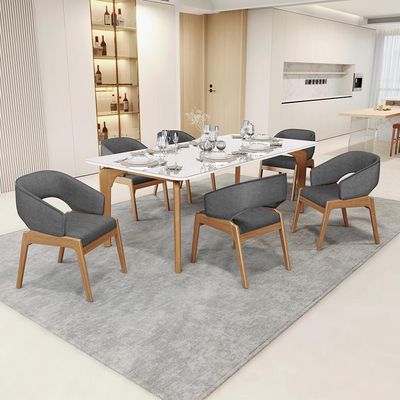 Kit 06 Cadeiras de Jantar e Estar Living Estofada Lince L02 Linho Cinza Escuro - Lyam Decor