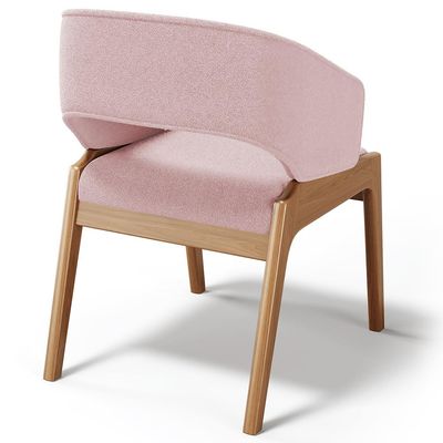 Cadeira de Jantar e Estar Living Estofada Lince L02 Bouclê Rosê - Lyam Decor