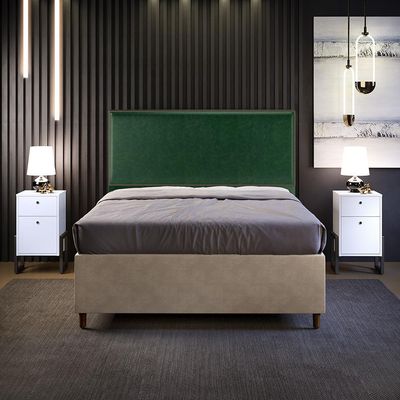 Cabeceira Box Casal King Com Tachas 195 cm Vicenza L02 Facto Verde Musgo - Lyam Decor