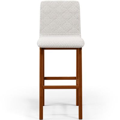 Kit 04 Banquetas Altas Para Cozinha Sala de Jantar Fixa Zoe B04 Bouclê Cru - Lyam Decor
