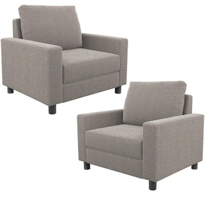 Kit 02 Poltronas Decorativa Para Sala De Estar E Recepção Malta L02 Bouclê Bege - Lyam Decor