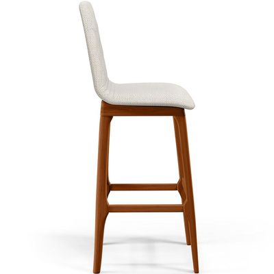 Banqueta Alta Para Cozinha Sala de Jantar Fixa Zoe B04 Linho Champagne - Lyam Decor