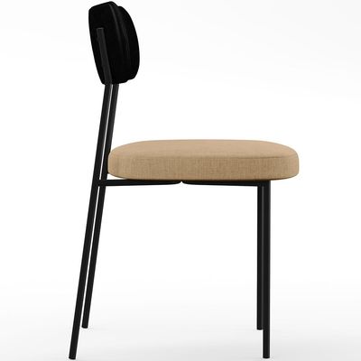 Cadeira Decorativa Para Sala De Jantar Melina L02 Couríssimo Preto Linho Bege Escuro - Lyam Decor