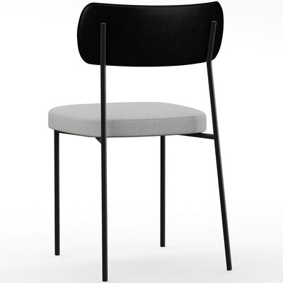 Cadeira Decorativa Para Sala De Jantar Melina L02 Couríssimo Preto Linho Cinza - Lyam Decor