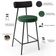 Kit 02 Banquetas Baixa Cozinha Sala Jantar Bancada Milão L02 Couríssimo Preto Verde - Lyam Decor