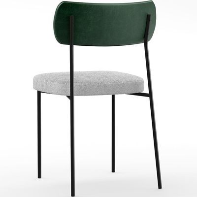 Cadeira Decorativa Estofada Para Sala De Jantar Melina L02 Fcato Verde Musgo Bouclê Cinza - Lyam Decor