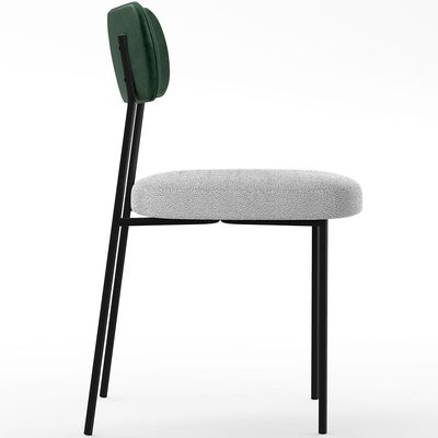 Cadeira Decorativa Estofada Para Sala De Jantar Melina L02 Fcato Verde Musgo Bouclê Cinza - Lyam Decor