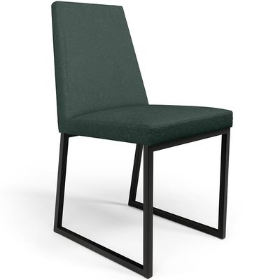 Kit 04 Cadeiras Para Sala Jantar Base Aço Industrial Preto Dafne L02 Linho Verde Musgo - Lyam Decor