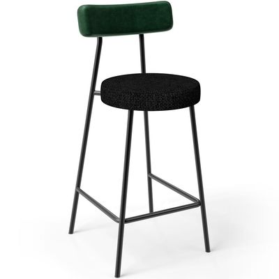 Kit 02 Banquetas Baixa Bar Cozinha E Sala De Jantar Milão L02 Facto Verde Linho Chumbo - Lyam Decor