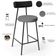Kit 05 Banquetas Baixa Cozinha Jantar Milão L02 Couríssimo Preto Linho Cinza Escuro - Lyam Decor