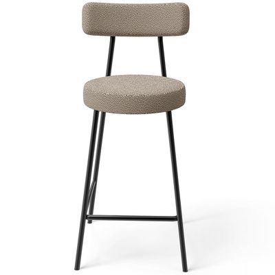 Kit 03 Banquetas Baixa Para Cozinha Sala De Jantar Bar Bancada Milão L02 Bouclê Bege - Lyam Decor
