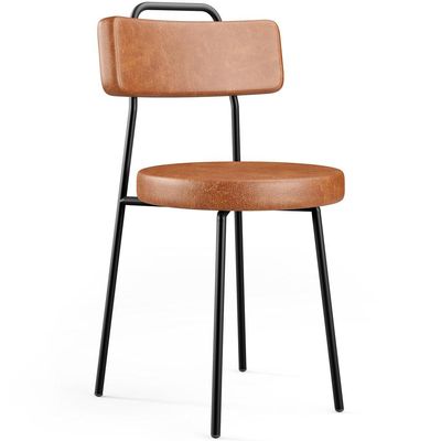 Cadeira Decorativa Estofada Para Sala De Jantar Barcelona L02 Couríssimo Camel - Lyam Decor