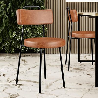 Cadeira Decorativa Estofada Para Sala De Jantar Barcelona L02 Couríssimo Camel - Lyam Decor