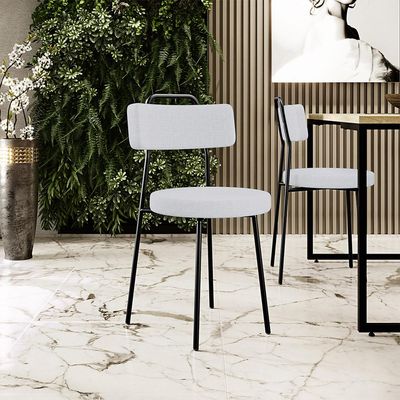 Cadeira Decorativa Estofada Para Sala De Jantar Barcelona L02 Linho Cinza - Lyam Decor