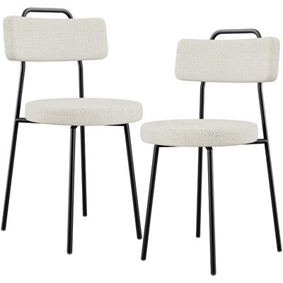 Kit 02 Cadeiras Decorativas Estofada Para Sala De Jantar Barcelona L02 Linho Champagne - Lyam