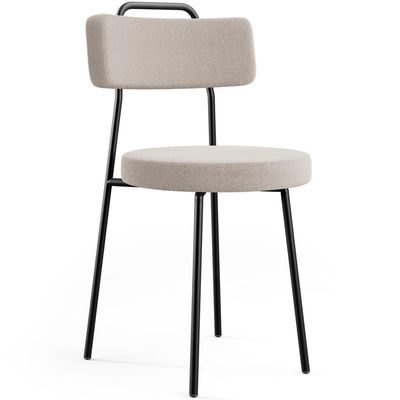 Cadeira Decorativa Estofada Para Sala De Jantar Barcelona L02 Bouclê Creme - Lyam Decor