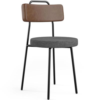 Kit 06 Cadeiras Estofada Sala De Jantar Barcelona L02 Couríssimo Marrom Linho Cinza Escuro - Lyam