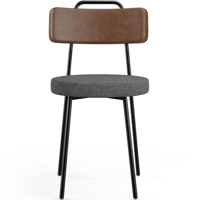 Kit 06 Cadeiras Estofada Sala De Jantar Barcelona L02 Couríssimo Marrom Linho Cinza Escuro - Lyam