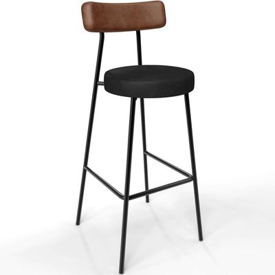 Banqueta Alta Bar Cozinha Sala De Jantar Milão L02 Couríssimo Marrom Preto - Lyam Decor