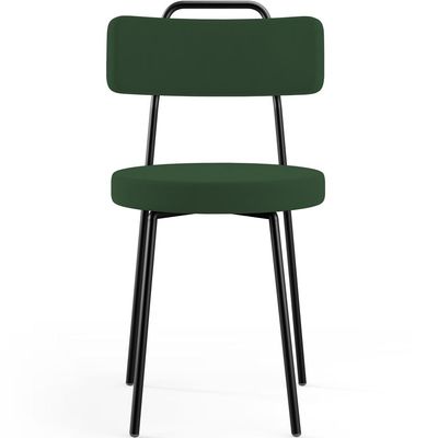 Kit 08 Cadeiras Decorativas Estofada Sala De Jantar Barcelona L02 Suede Verde Musgo - Lyam Decor