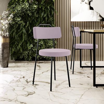 Cadeira Decorativa Estofada Para Sala De Jantar Barcelona L02 Suede Rosê - Lyam Decor