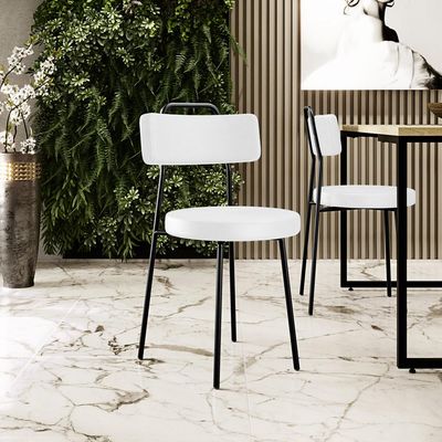 Cadeira Decorativa Estofada Para Sala De Jantar Barcelona L02 Facto Branco - Lyam Decor