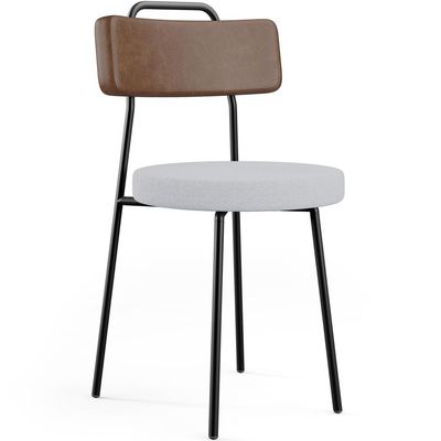Kit 04 Cadeiras Estofada Para Sala De Jantar Barcelona L02 Couríssimo Marrom Linho Cinza - Lyam