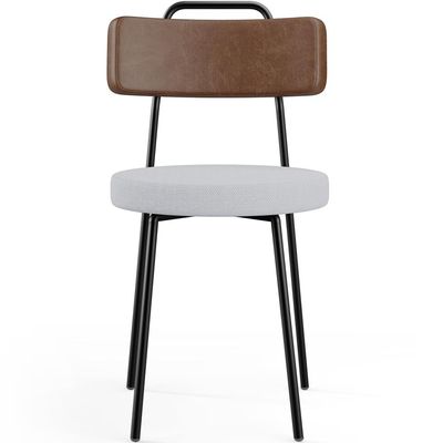 Kit 04 Cadeiras Estofada Para Sala De Jantar Barcelona L02 Couríssimo Marrom Linho Cinza - Lyam