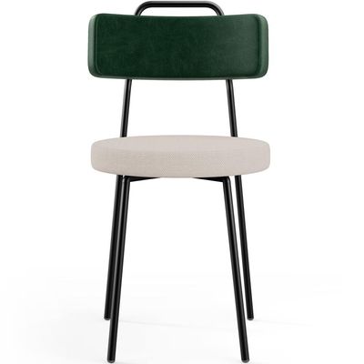 Cadeira Decorativa Estofada Para Sala de Jantar Barcelona L02 Facto Verde Musgo Linho Bege - Lyam
