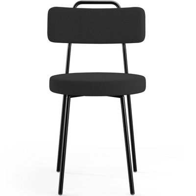 Cadeira Decorativa Estofada Para Sala De Jantar Barcelona L02 Bouclê Preto - Lyam Decor