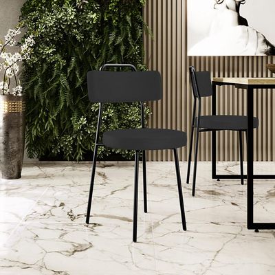 Cadeira Decorativa Estofada Para Sala De Jantar Barcelona L02 Facto Preto - Lyam Decor