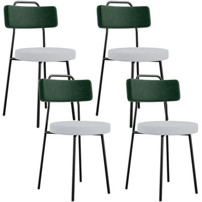 Kit 04 Cadeiras Decorativa Estofada Sala Jantar Barcelona L02 Facto Verde Musgo Linho Cinza - Lyam