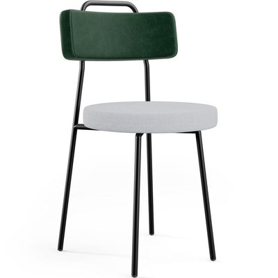 Kit 04 Cadeiras Decorativa Estofada Sala Jantar Barcelona L02 Facto Verde Musgo Linho Cinza - Lyam