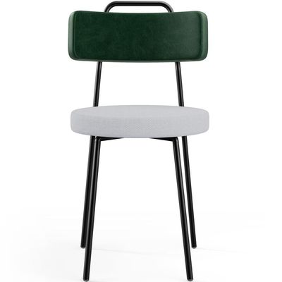 Kit 04 Cadeiras Decorativa Estofada Sala Jantar Barcelona L02 Facto Verde Musgo Linho Cinza - Lyam